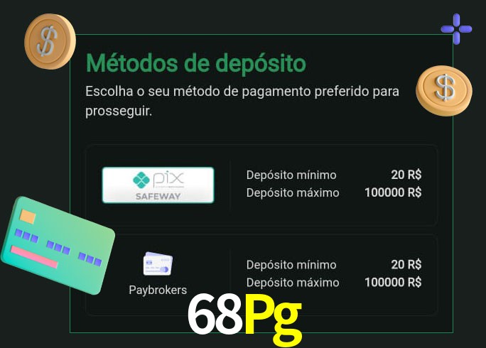 O cassino 68Pg oferece uma grande variedade de métodos de pagamento